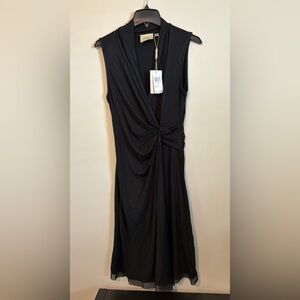 Elie Tahari Black Twist-Detail Midi Dress